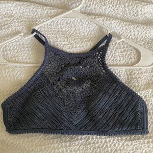 Blue crochet bikini top